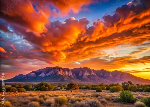 New Mexico Sunset: Sandia Mountains Silhouette, Vibrant Orange & Pink Sky