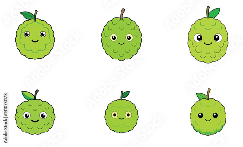 Cute custard apple cartoon vector