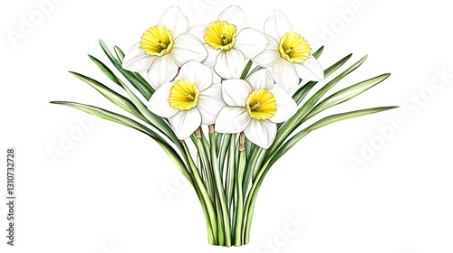 Nature's daffodils in watercolor style botanical art vibrant flowers outdoor setting