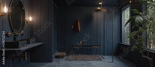 Modern minimalist bathrooms with clean lines, soft natural light, and sleek vanities in oak, marble, and metal finishes. Elegant, serene, Scandinavian-inspired luxury.
