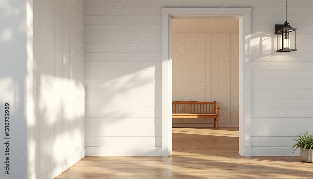 Fototapeta premium Sunlit Porch Entryway: Peaceful, Minimalist Home Design