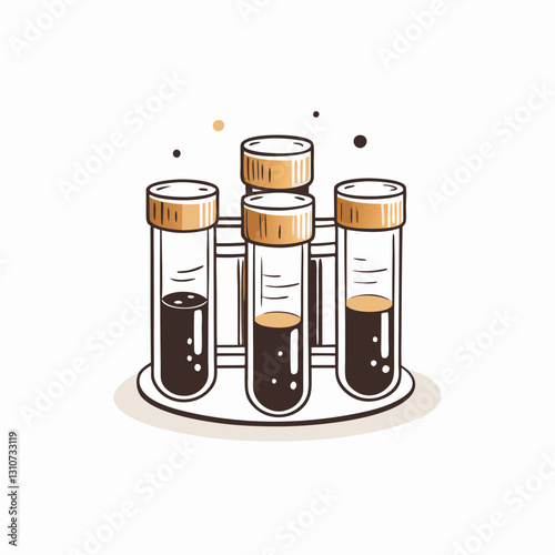 Test tubes in laboratory rack with liquid samples