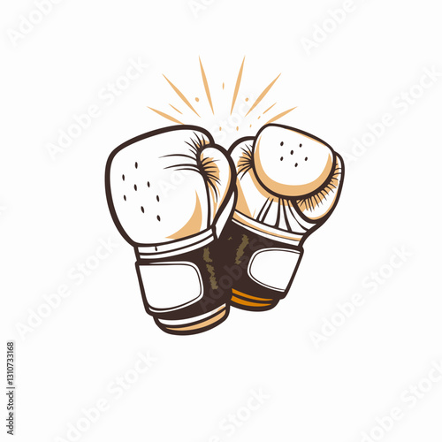 Boxing gloves colliding with excitement in an illustrated style, the concept of a boxing match