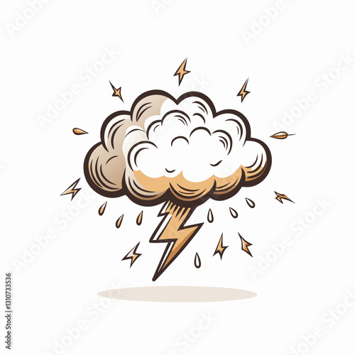 Thunderstorm cloud with lightning and raindrops