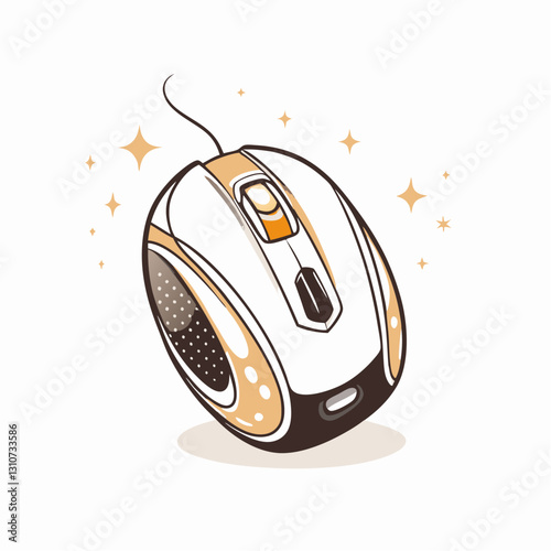 Stylish computer mouse against a sparkling background