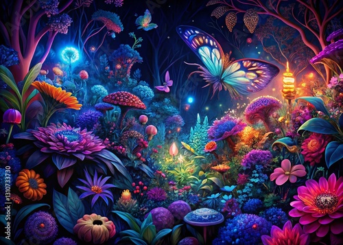 Night Bloom: Tattoo-Inspired Spring Garden Doodle Art Photography