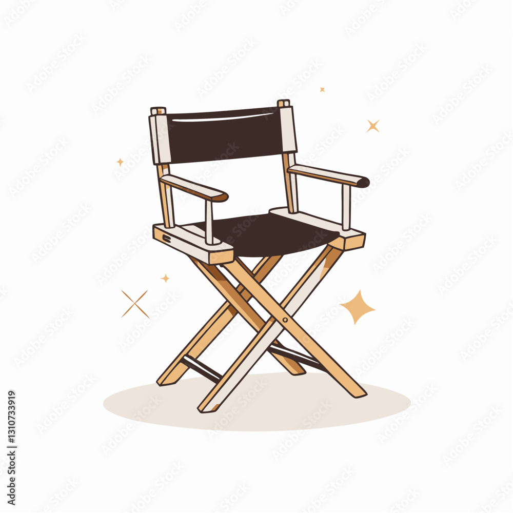 Director's chair illustration with sparkling accents Director's chair illustration with sparkling accents
