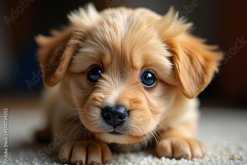Closeup shot of a fluffy puppy with big, soulful eyes, soulful, pet, furry