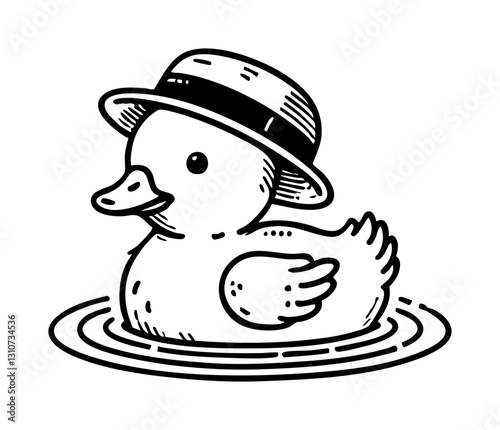 Animal Line Art Illustration of Duck