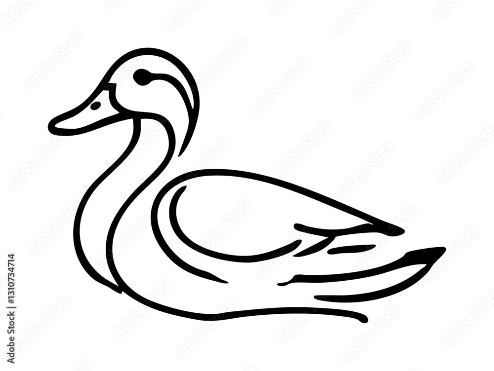 Animal Line Art Illustration of Duck Animal Line Art Illustration of Duck