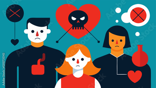 These descriptions can be used to create impactful vector illustrations that resonate with the themes of toxic relationships and emotional manipulation.