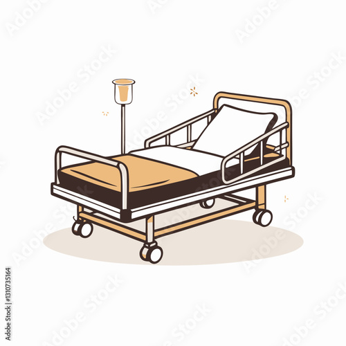 Hospital bed with IV stand in a minimalist style, day hospital services
