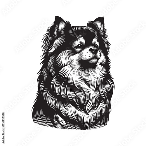 Elegant chihuahua portrait rendered in intricate monochrome line