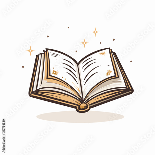 Open book with magical sparkles, The concept of love of reading