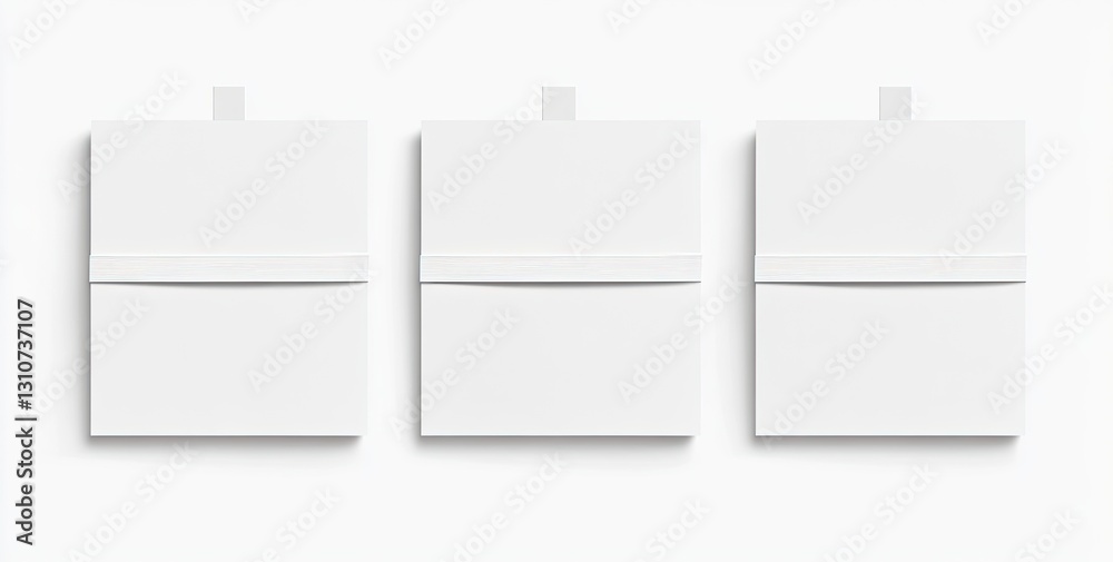 Three blank white boxes on white background Three blank white boxes on white background