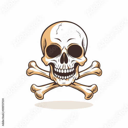 Skull and crossbones illustration in vintage style