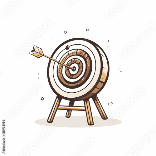 The target board with the arrow's center of impact symbolizes hitting the target and achieving the goal