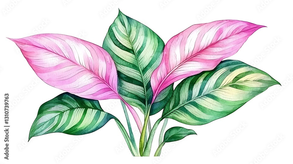 Obraz premium Nature-inspired watercolor style flower illustrations fresh greenery botanical art