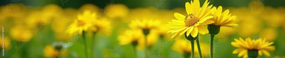 Bright yellow flowers on Helianthus tuberosus plant stems, tuberosus, wildflowers Bright yellow flowers on Helianthus tuberosus plant stems, tuberosus, wildflowers