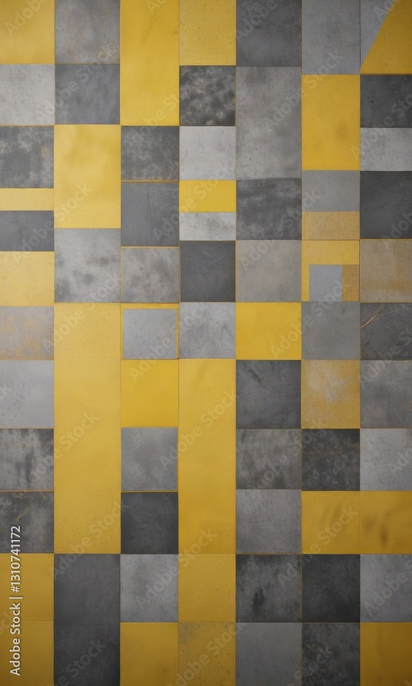 Yellow and gray squares with geometric patterns, modern, minimalist Yellow and gray squares with geometric patterns, modern, minimalist