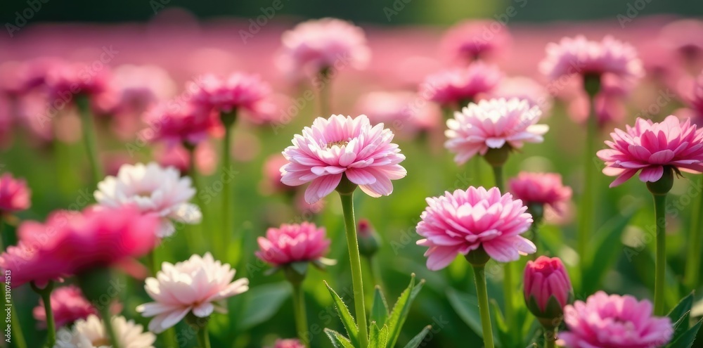 Field of ranunculus with varying shades of pink and white, gardening, floral Field of ranunculus with varying shades of pink and white, gardening, floral
