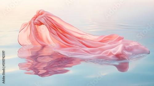 Serene Pink Silk Fabric Floating on Calm Water