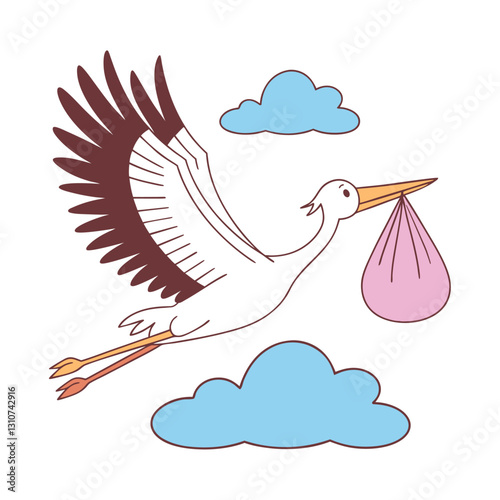Baby Delivery Stork Carrying Icon