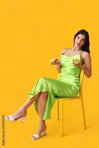 Beautiful young woman in st...