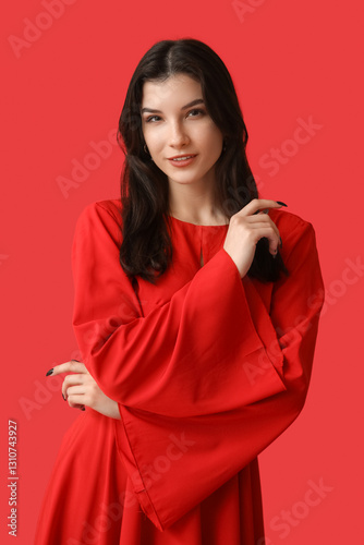 Beautiful young woman in st...