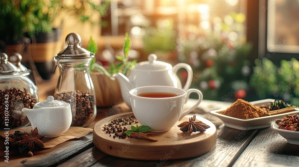Warm Tea and Spices in Cozy Setting with Natural Light Warm Tea and Spices in Cozy Setting with Natural Light