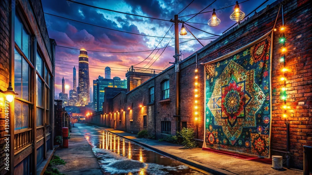 Obraz premium Night Urban Industrial Bohemian Wall Art - Grunge Texture, Cityscape Backdrop