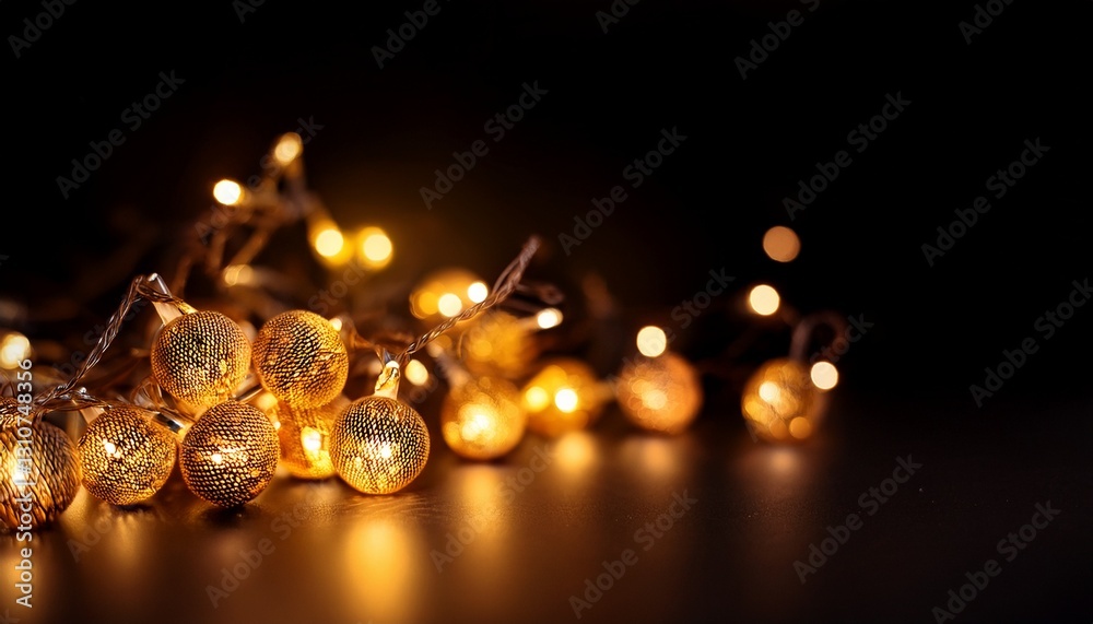 Fototapeta premium christmas lights on black background