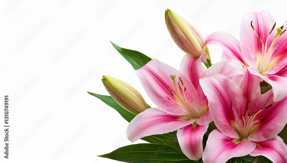 beautiful pink lily flower bouquet isolated on transparent background beautiful pink lily flower bouquet isolated on transparent background