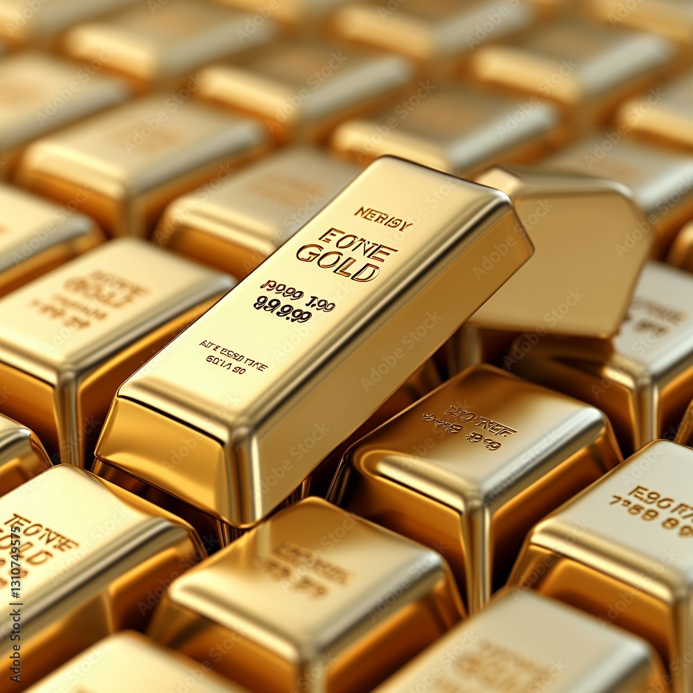 Gleaming Gold Bars in a Precise Grid Pattern Gleaming Gold Bars in a Precise Grid Pattern