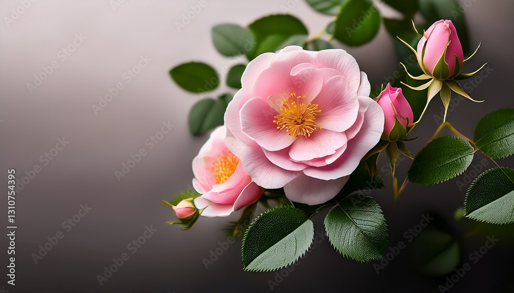 Naklejka premium rosa multiflora are blooming with copy space