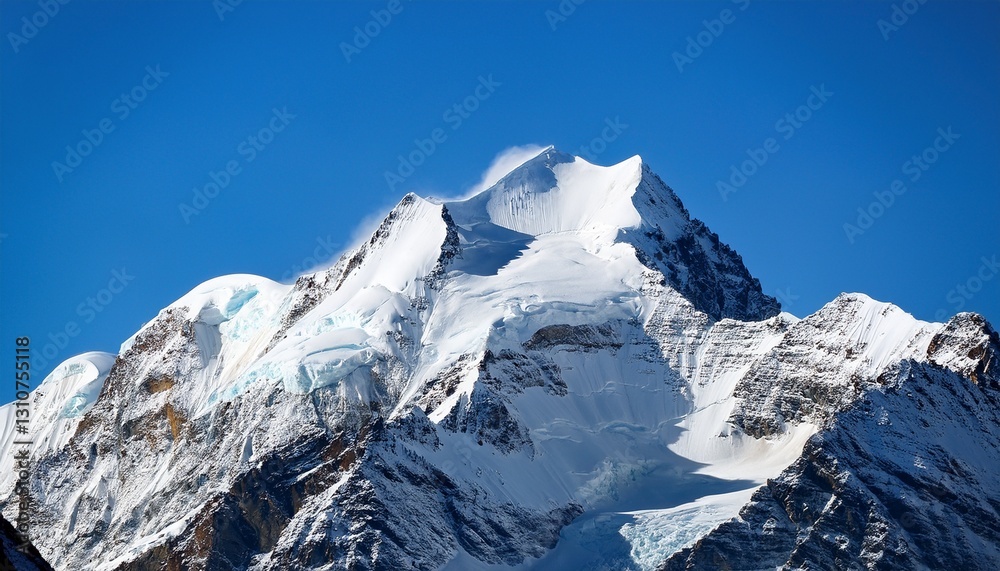 Obraz premium snow covered mountain peak under clear blue sky