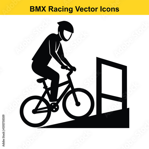 BMX Rider Silhouette Vector High-Flying Cycling Maneuvers.
