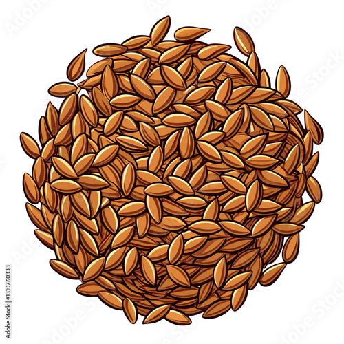 Illustration of flaxseeds isolated on white background. 