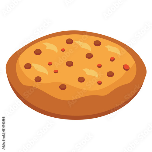 Illustration of focaccia isolated on white background. 
