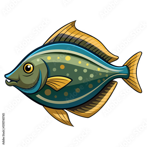 Illustration-of-halibut-isolated-on-white-background. 