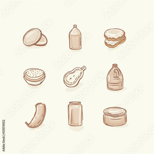 set of different kinds of food