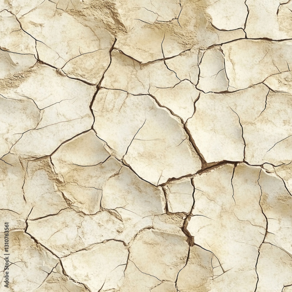 Fototapeta premium Cracked, dry, beige earth texture.