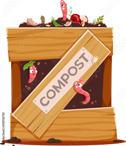 Farm font, agriculture type, cartoon letter of English alphabet, vector funny typeface. Farm font letter Z as compost with garden worms or earthworms in composting box with soil for cartoon alphabet