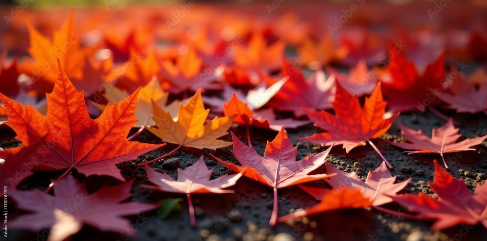 Vibrant red and orange maple leaves on ground, close-up view, orange, leaf Vibrant red and orange maple leaves on ground, close-up view, orange, leaf