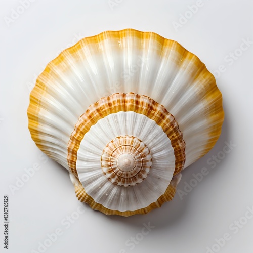Elegant Scallop Shell on White Background
