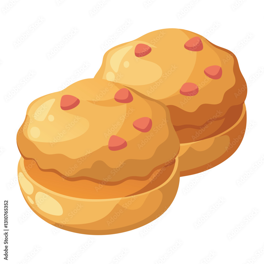 Illustration of scones isolated on white background. Illustration of scones isolated on white background.