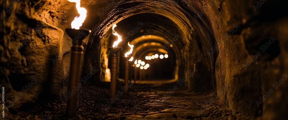 custom made wallpaper toronto digitalFlickering torchlight illuminating underground catacombs