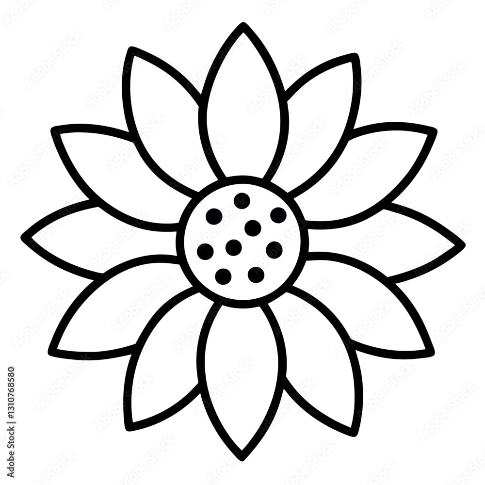 Sunflower outline with tiny engraved seeds modern vector. Sunflower outline with tiny engraved seeds modern vector.