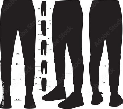 Create a pant style vector art silhouette with background.