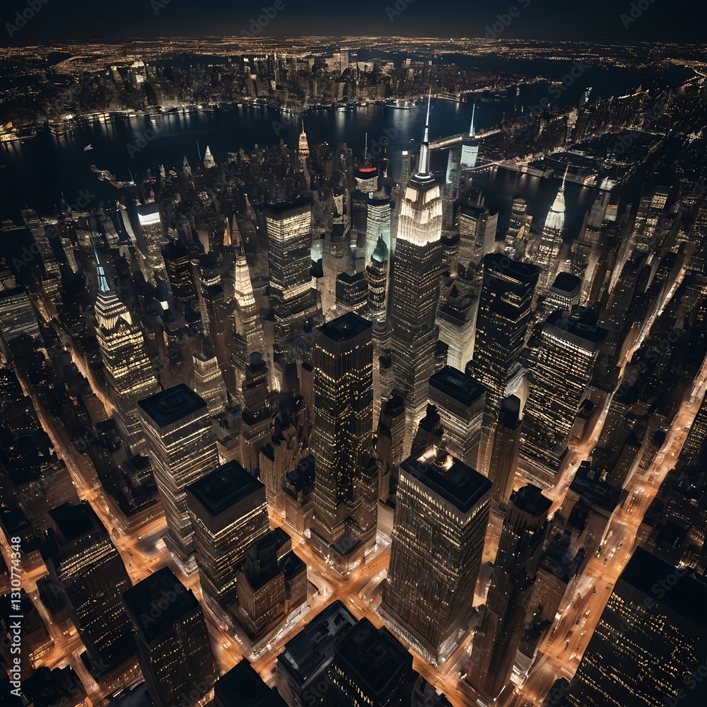 Obraz premium Night View of Midtown Manhattan Skyline
